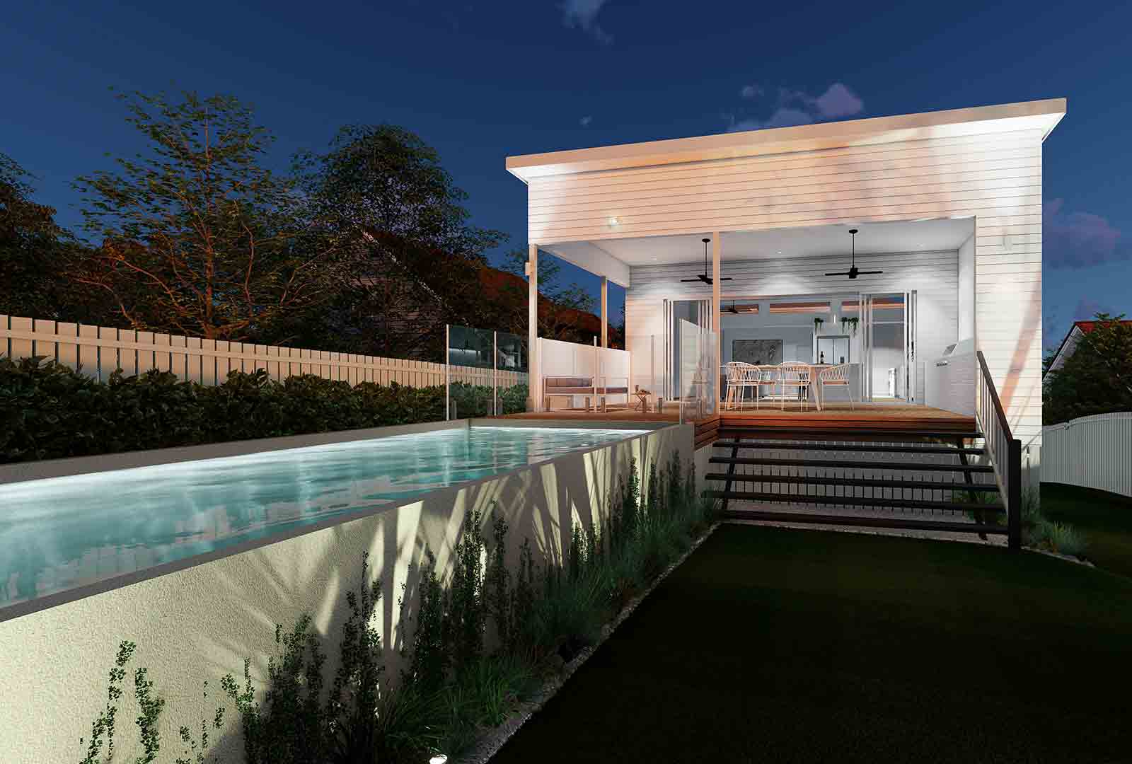 Bluebird-builders-Brisbane-Ernor-rear-facade-with-pool